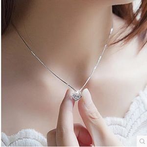 3 for $13! Tiny cube and crystal pendant necklace